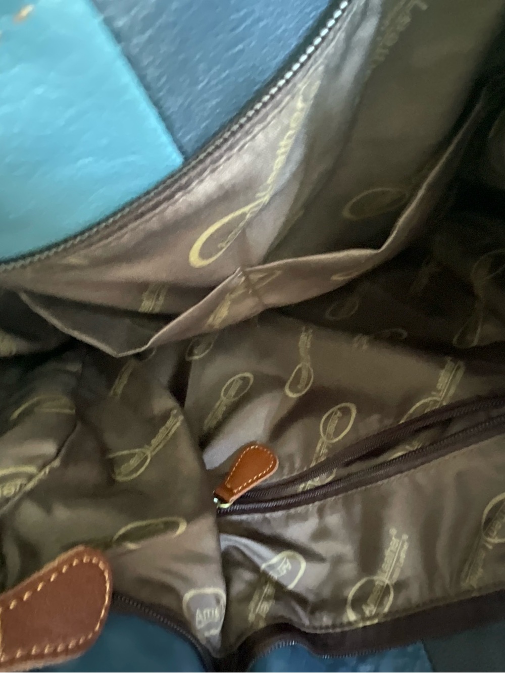 Gorgeous large Multicolor Striped Leather Tote with Floral Appliqués - Picture 6 of 8